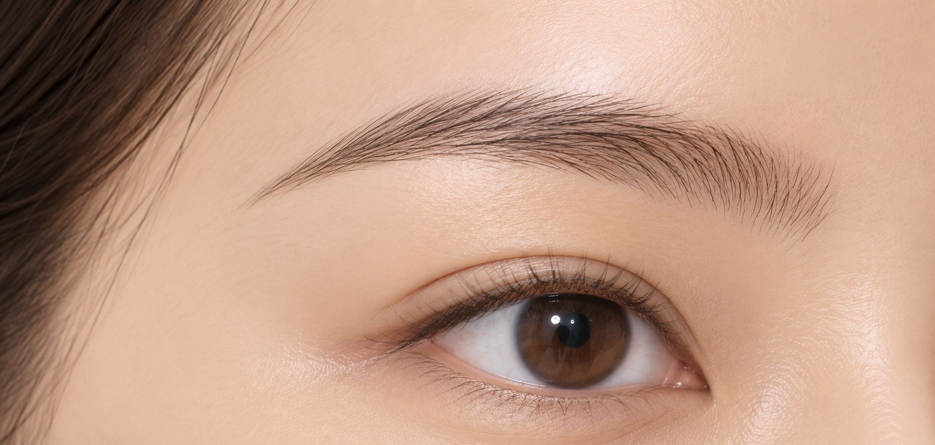Natural PMU brows with soft hair-stroke texture