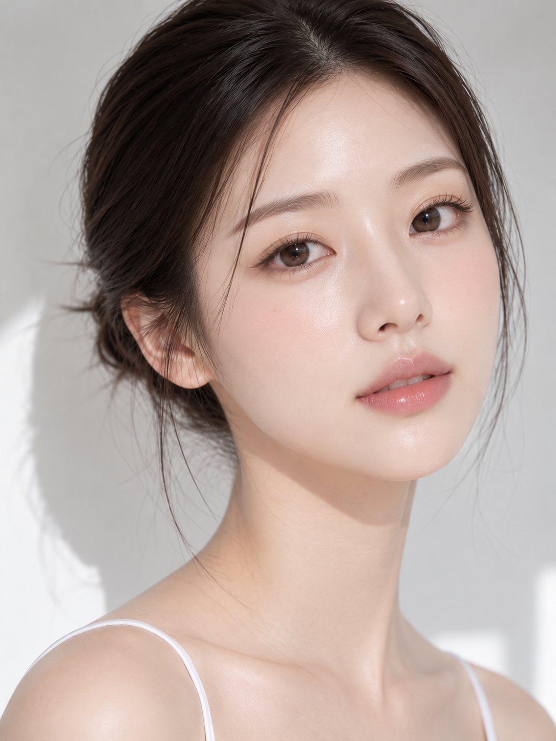 Daily makeup with clean, natural K-Beauty glow and soft updo